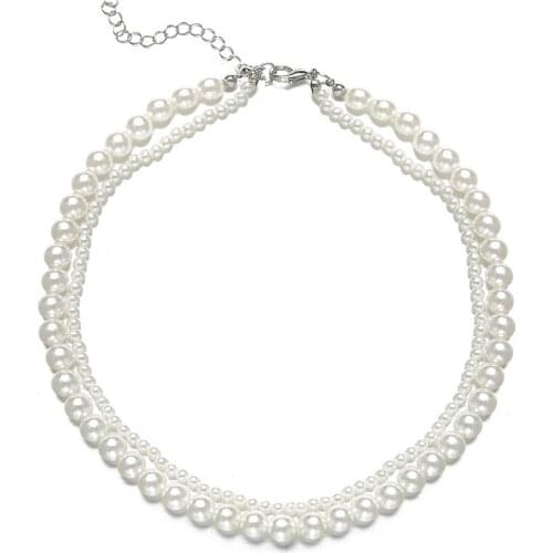 2021 New Style Choker Necklace Clavicle Chain Double Layer Pearl Jewelry Accessories Vintage Womens Neck Choker Fashion