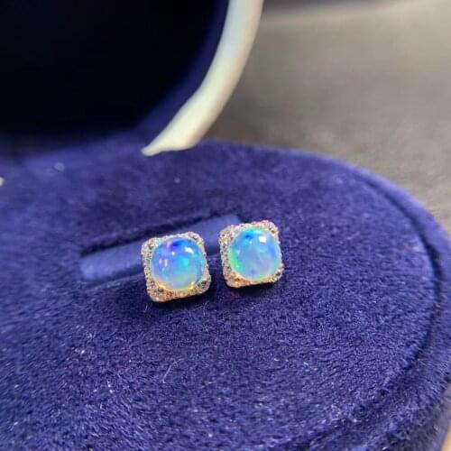 Fashion New Coming Simple 100% Natural and real Opal Earring 925 sterling silver Fine jewelry