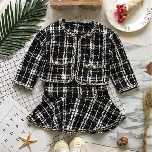 Tonytaobaby Two Piece Black and White Plaid Childrens Baby Girl Clothes Toddler Girl Fall Clothes
