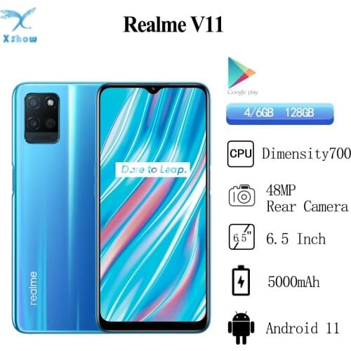 Original Realme V11 4GB/6GB 128GB NR SR 5G Mobile Phone 6.5"HD+ Dimensity 700 Octa Core 5000mAh 18W Fast Charger Smartphone