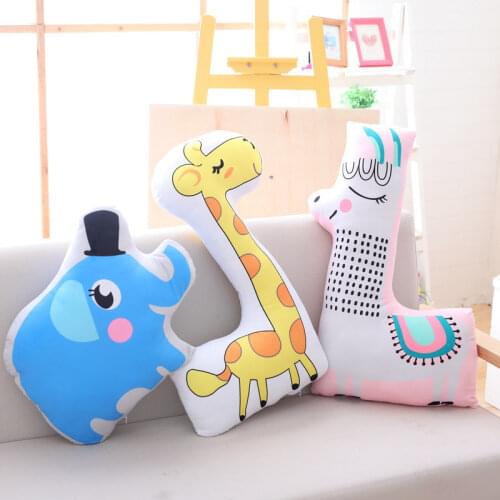 Nordic Ins Pillow Cartoon Printed Pillow Animals Plush Toys Baby Comfort Doll Sofa And Car Back Cushion Birthday Creative Gifts