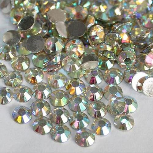 Clear Crystals AB Gold Sliver Mix Sizes Glass 3D Nail Art Rhinestones Beads Manicures For Nails Art Decorations DIY