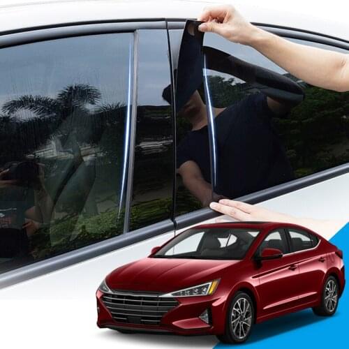 PVC Car Window Pillar Trim Sticker Middle BC Column Stickers Auto External Accessories For Hyundai Elantra Avante AD 2016-2020