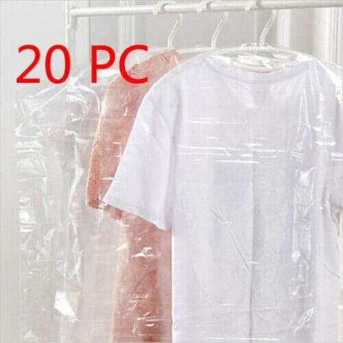 20PCS Clothes Dust Cover Plastic Transparent Garment Jacket Outdoor Dustproof Storage Bag Household Wardrobe Hanging Dust Cover