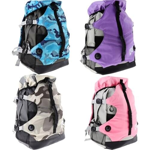 Roller Skates Backpack Inline Skates Skating Shoes Boots Carry Bag Multi Pockets Roller Skates Carrier Container
