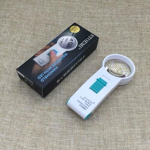Hand Held Magnifier LED lighting identify 7X the diameter of 45mm reading magnifier loupe fresnel lens 7812