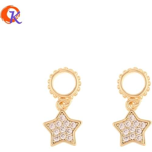 Cordial Design 20Pcs 8*15MM Jewelry Accessories/CZ Charms/Genuine Gold Plating/Star Shape/DIY Making/Hand Made/Jewelry Findings