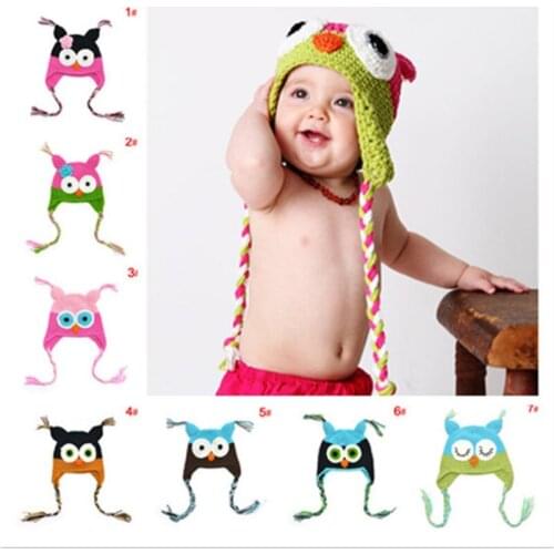 Lollas Cartoon Owl Hat Various Styles Stitching Color Childrens Handmade Woolen Hat Comfortable and Warm Baby Hat