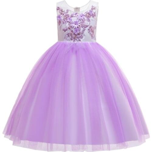 Gorgeous girls Wedding Dress Sleeveless Long Sequin embroidery princess elegant Party evening dress Children clothing for kids