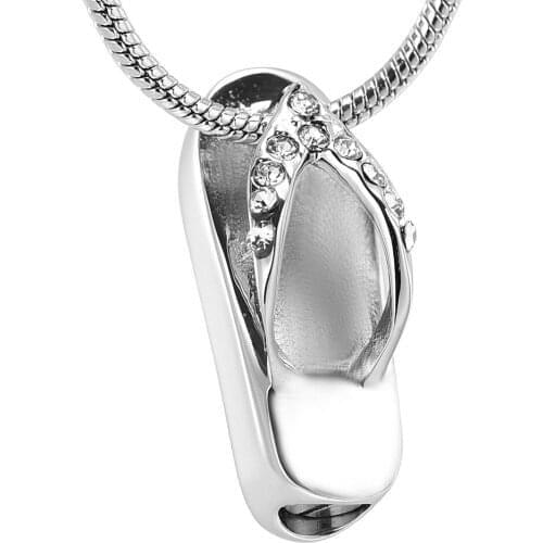 Flip Flops Memorial Jewelry Slipper Cremation Urn Ash Holder Pendant Stainless Steel Keepsake Necklace for Funeral