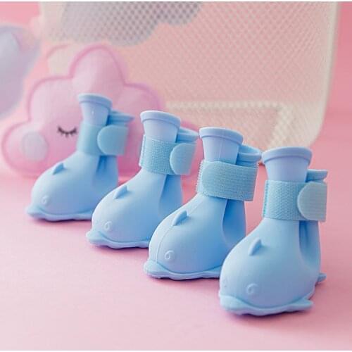 Pet Dog Rainy Day Non-slip Shoes Teddy Jelly Rain Boots Set Of 4 Waterproof Foot Covers Pet Shoes Rainy Day Supplies
