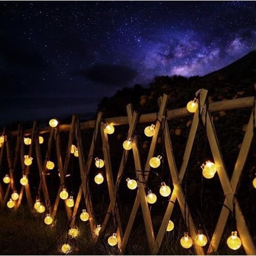 20/50 LEDs Crystal Ball Outdoor Solar Lamp String Lights Fairy Holiday Christmas Party Garlands Solar Garden Waterproof Lights