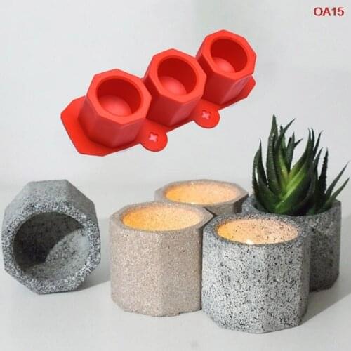 Octagonal Silicone Mold Concrete Fleshy Flower Pot Candlestick Mold Ceramic Clay DIY Crafts Mold DIY Flower Pot Mold Hot