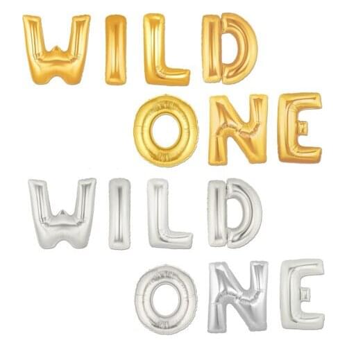 Gold or silver wild thing one child first birthday letter Foil balloons baby shower baptism photo props party decorations
