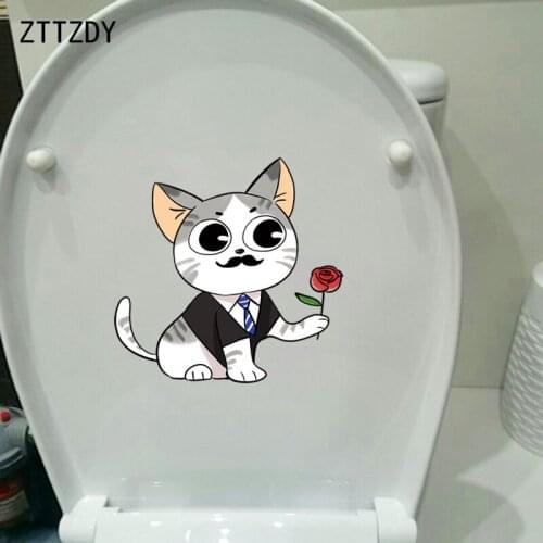 ZTTZDY 21.5*21.2CM Funny Cats Love Rose Living Bedroom Wall Sticker Toilet Decal Home Decor T3-0126