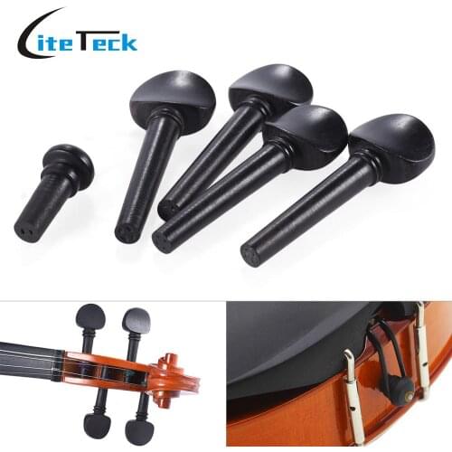 1/8 1/4 1/2 3/4 4/4 1/10 1/12 1/32 Size Ebony Wood Violin Fiddle Tuning Pegs Endpin Set Replacement Black