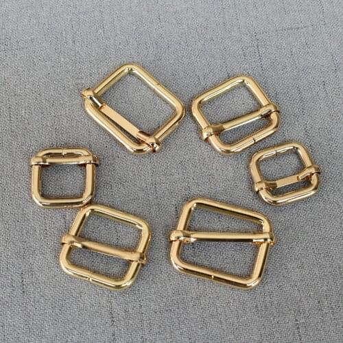 100 Pcs/Lot 15mm 20mm 25mm Golden Adjuster Buckle Environmental Slider For Sewing Belt Bags DIY Accessory High Quality Plated