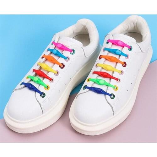 12pcs/Pack Lazy Silicone Shoelaces Round Elastic Shoe Laces Special No Tie Rubber For Sneakers Fit Strap