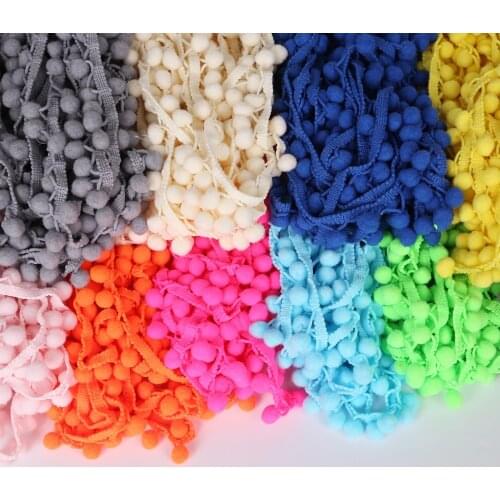20mm 5Yards/lot Pompon Trim Ball(10mm) Fringe Ribbon Lace for DIY Sewing Child Dress Accessory Home Party Decoration