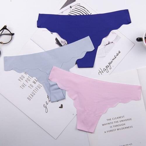 2021 Sexy Ruffle Thin Panties Soft Breathable Solid Color Womens Thong New Cotton Crotch Cozy Hot Sale Female Underpants A62