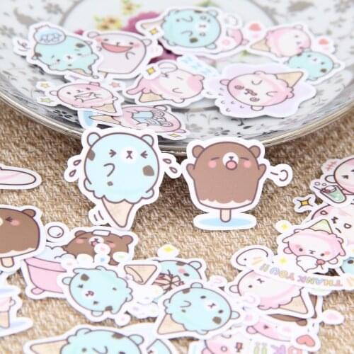 40 pcs/set Cute Ice Cream Bookkeeping Scrapbooking Calendar Laptop Sticker Tags Cellphone Decoration Baby Girl Toys