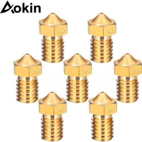 5pcs/lot V5 V6 Nozzle 0.2 0.25 0.3mm 0.35 0.4mm 0.5 0.6 0.8 1.0 Part Copper 1.75mm Filament M6 Threaded Brass 3D Printer Parts