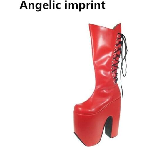 Angelic imprint mori girl Women punk motorcycle boots lady lolita Boots woman super high trifle heels pumps shoes 33-47 20cm