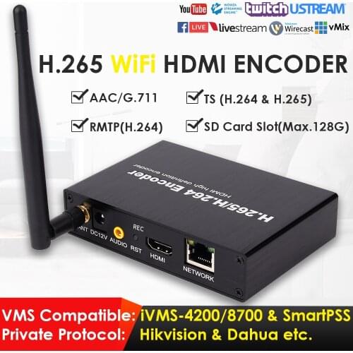 Wireless WiFi H.265/H.264 1080P HD HDMI Video Encoder W/SD Card Slot for IPTV/Video Recording/Live Broadcast to YouTube Facebook