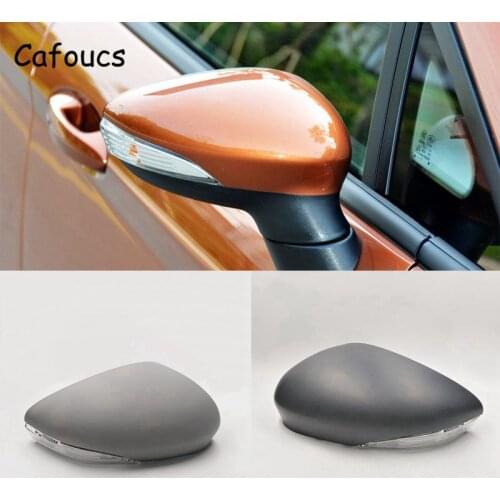 Cafoucs Car Rearview Mirror Cover and Turn Signal Side Lights For Ford Fiesta 2009 2010 2011 2012 2013