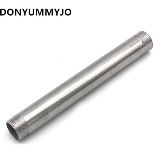 DONYUMMYJO 1pc Stainless Steel SS304 1/2'Male x 1/2' Male Threaded Pipe Fitting 200mm BSPT Pipe Fittings