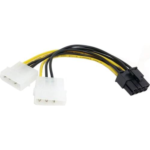 Dual Molex 4pin IDE to 8 Pin PCI-E Power Lead Cable for Asus MSI VGA Video Graphic Card 20cm