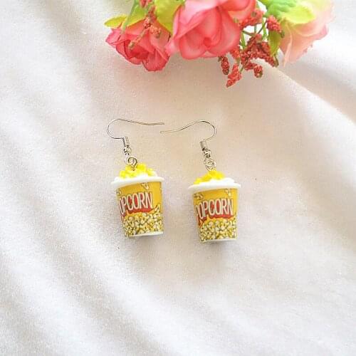 Yungqi Resin Fake Food Earrings For Women Girls 3D Fruit Chocolate Biscuit Popcorn Drop Earring Birthday Gift Jewelry Brincos