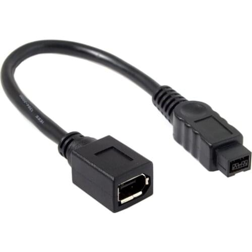10Cm 1394 6Pin Female To 1394B 9Pin Male Firewire 400 To 800 Cable Black
