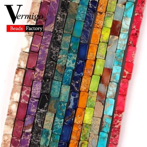 58pcs 6*3mm Natural Purple Orange Lake Blue Sediment Jaspers Stone Tube Beads Loose Spacer Beads for Jewelry Making Diy Bracelet