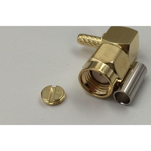 Connector RP.SMA male Jack 10pcs 90 crimp RG174 RG316 LMR100 cable right angle