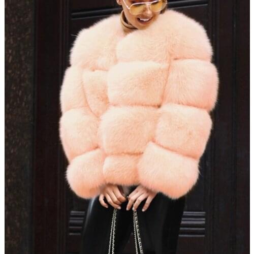Faux Fox Fur Fall Winter Fashion Womens Clothing 2020 New Womens Teddy Coat Plus Size Shaggy Pink Luxury Jacket Thick Fluffy