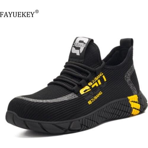 2020 New Breathable Mesh Safety Shoes Men Light Sneaker Indestructible Steel Toe Soft Anti-piercing Work Boots Plus size 37-48