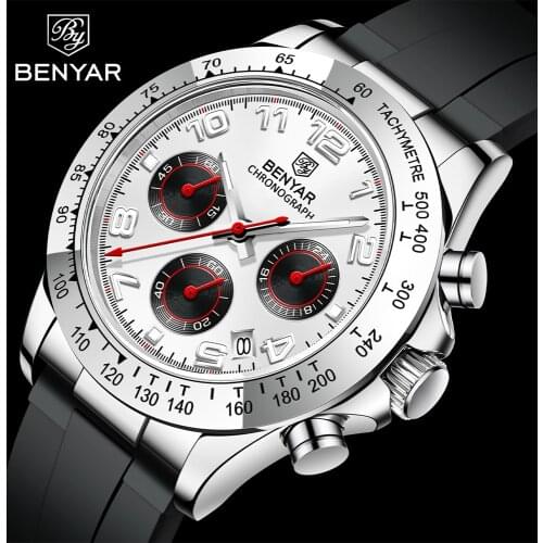 BENYAR 2021 New Stainless Steel Chronograph Top Brand Men Quartz Wristwatches 30M Waterproof Sports Watch for Men reloj hombre