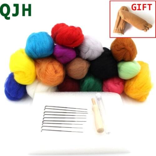 Handmade wool felt set 16 color wool felt with 9-pin felt handle pad set for DIY craft Home sewing tools