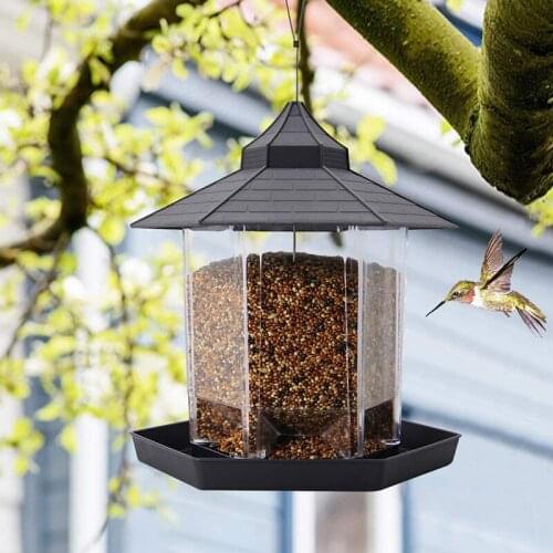 New Waterproof Gazebo Hanging Wild Bird Feeder Outdoor Container With Hang Rope Feeding House Type Bird Feeder Decor