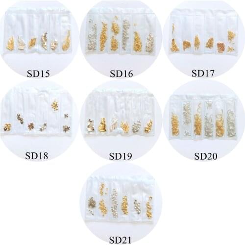 One bag metal stud 6 designs per bag metal deco Flower Curved Stud Decoration Set SD15-21