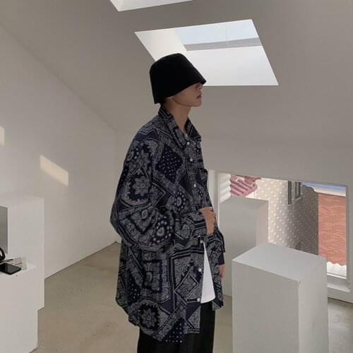 2021 autumn Japanese retro cashew flower loose long-sleeved shirt men and women trend thin sunscreen shirt jacket