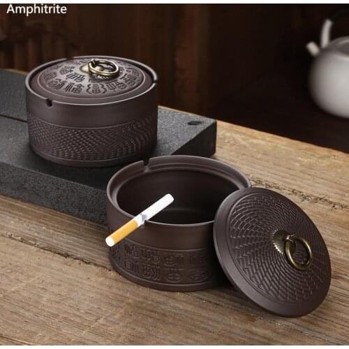 Black Purple Cigar Ashtray Sand With Ash Fly Cover Home Modern Living Room And Minimalist Creative Storage Decoration For Home