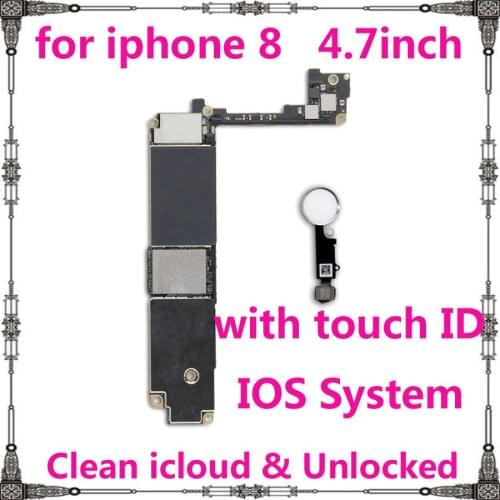 Full chips for iphone 8 motherboard High quality 64gb 256gb with / without touch ID mainboard with clean icloud logic board