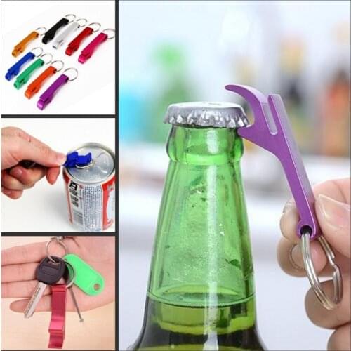Portable Aluminum Alloy Stainless Steel Beer Wine Bottle Opener With KeyChain 2-in-1 Design For Party Gift Multifunction Tools