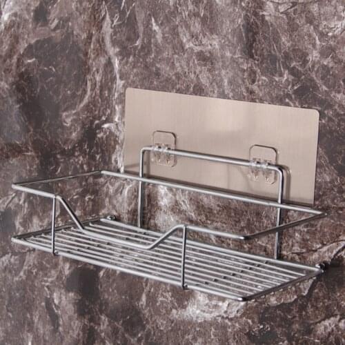 Durable 304 Stainless Steel Bath Shower Storage Shelf Organizer Basket Bathroom Shelf Wall Mounted Kitchen Storage Rack