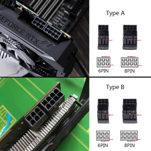 Computer Graphics Card Power GTX/RTX Steering Head Connector 6PIN/8PIN VGA Power Interface Turning Steering Plug-in