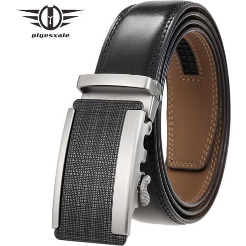 Plyesxale Black Dark Brown Men Belt Cow Genuine Leather Designer Belts for Men 2021 High Quality Fashion Male Strap Luxury B445