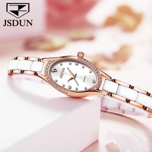 2021 JSDUN Luxury Ladies Watch Waterproof Ceramic Gold Steel Strap Ladies Watch Top Brand Bracelet Clock Relogio Feminino 8842