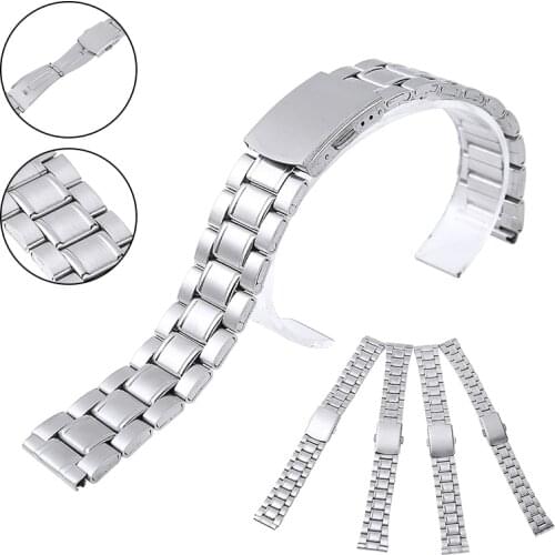 Luxury Watch Band 14/16/18/20/22mm Stainless Steel Watch Bands Strap For Wristwatch Double Clasp Bracelet Silver